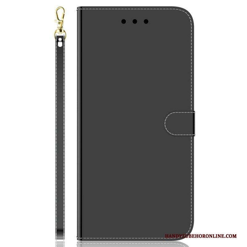 Folio-hoesje voor Samsung Galaxy M13 Spiegel En Lanyard