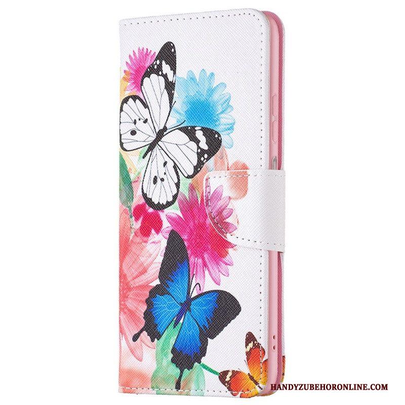 Folio-hoesje voor Samsung Galaxy M23 5G Aquarel Vlinders