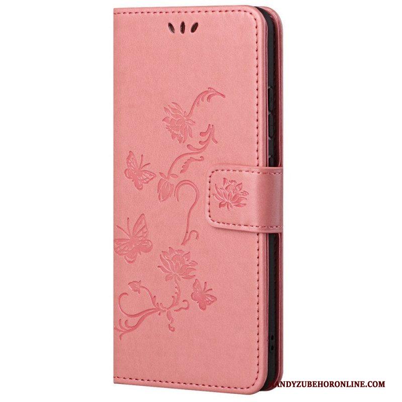 Folio-hoesje voor Samsung Galaxy M23 5G Met Ketting Riem Bloemen