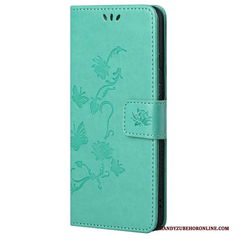 Folio-hoesje voor Samsung Galaxy M23 5G Met Ketting Riem Bloemen