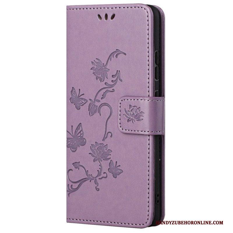 Folio-hoesje voor Samsung Galaxy M23 5G Met Ketting Riem Bloemen