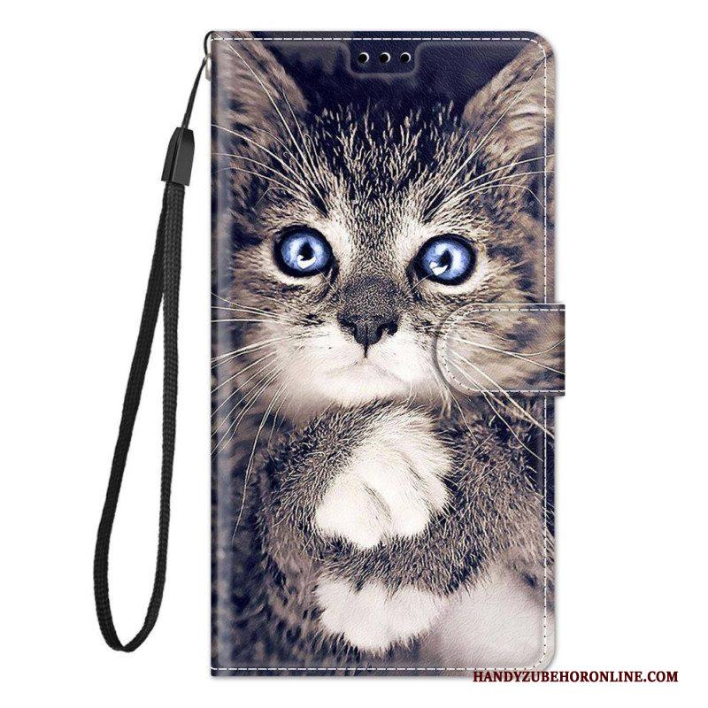 Folio-hoesje voor Samsung Galaxy M23 5G Met Ketting String Cat Fan