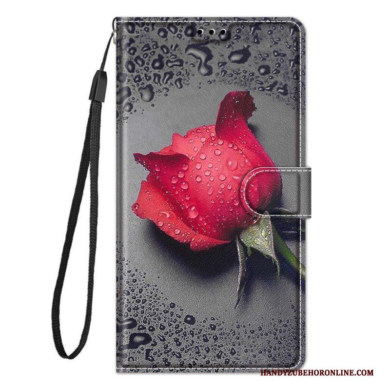 Folio-hoesje voor Samsung Galaxy M23 5G Rozen Met Lanyard