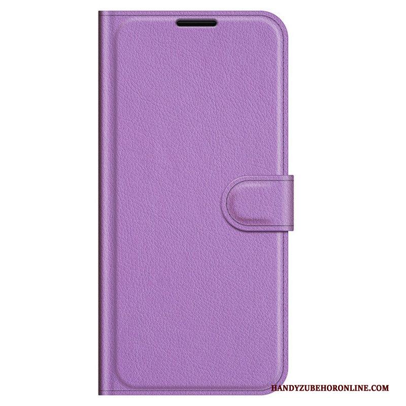 Folio-hoesje voor Samsung Galaxy M32 Klassiek Litchi-leereffect