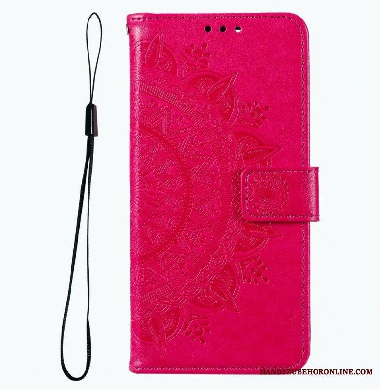 Folio-hoesje voor Samsung Galaxy M33 5G Met Ketting Strappy Zon Mandala