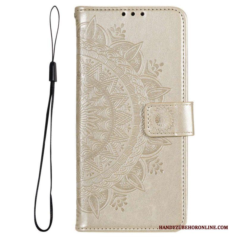 Folio-hoesje voor Samsung Galaxy M33 5G Met Ketting Strappy Zon Mandala