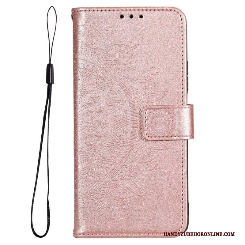 Folio-hoesje voor Samsung Galaxy M33 5G Met Ketting Strappy Zon Mandala