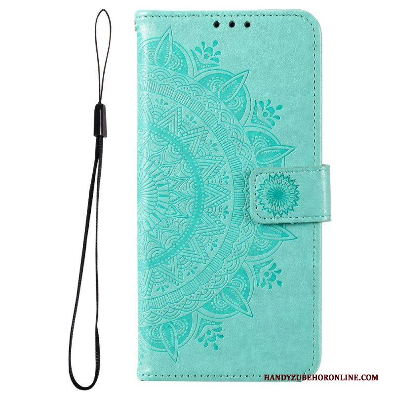 Folio-hoesje voor Samsung Galaxy M33 5G Met Ketting Strappy Zon Mandala