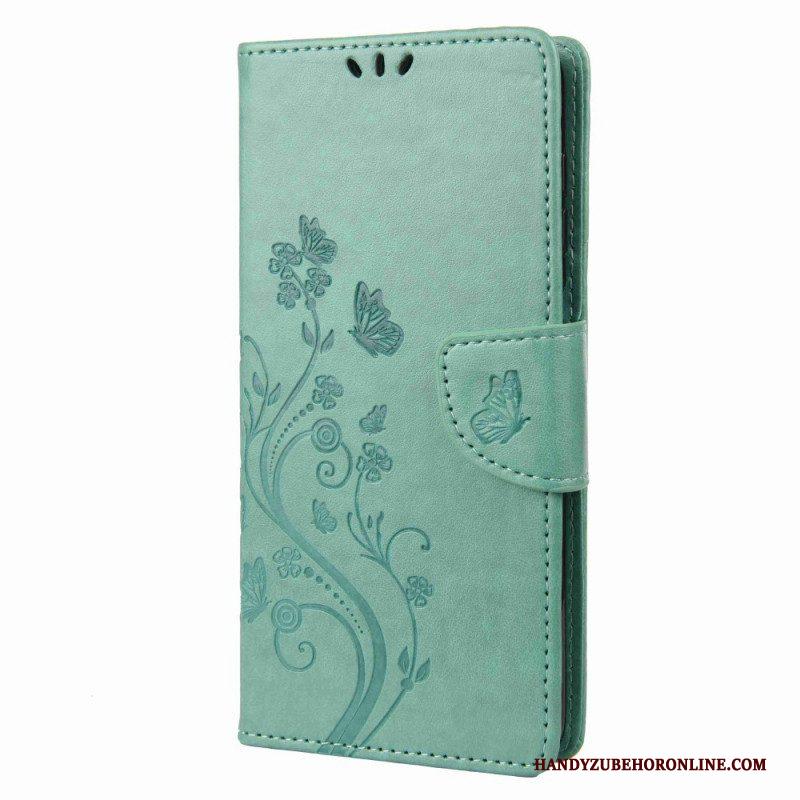 Folio-hoesje voor Samsung Galaxy M53 5G Met Ketting Riem Bloemen