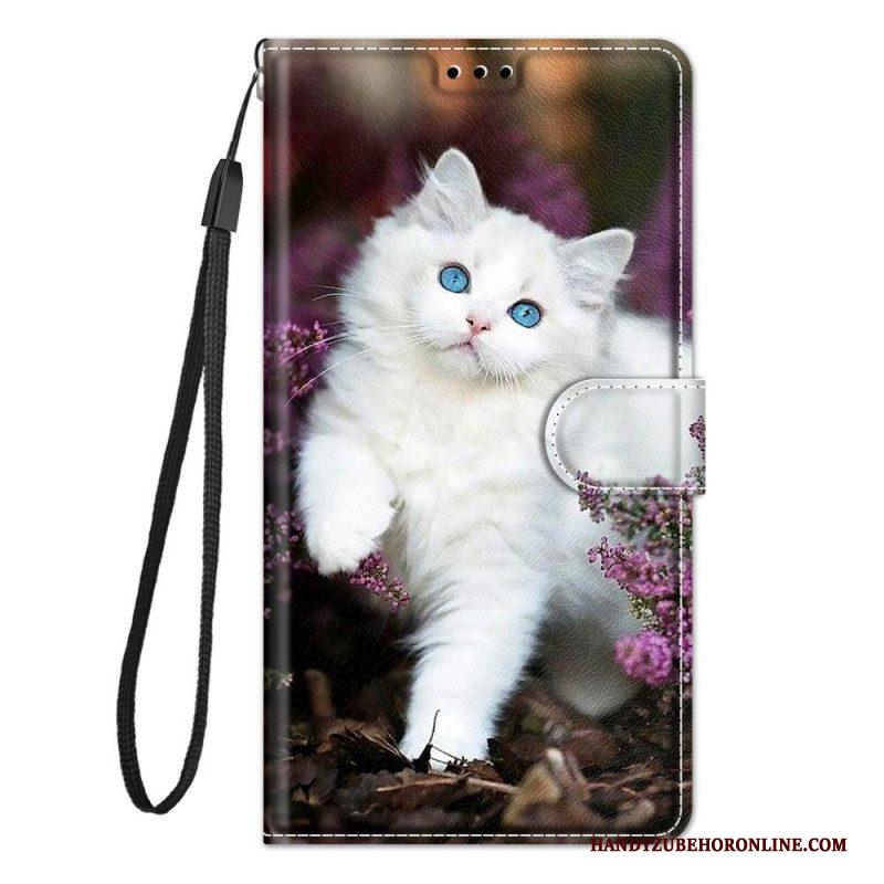 Folio-hoesje voor Samsung Galaxy M53 5G Met Ketting String Cat Fan