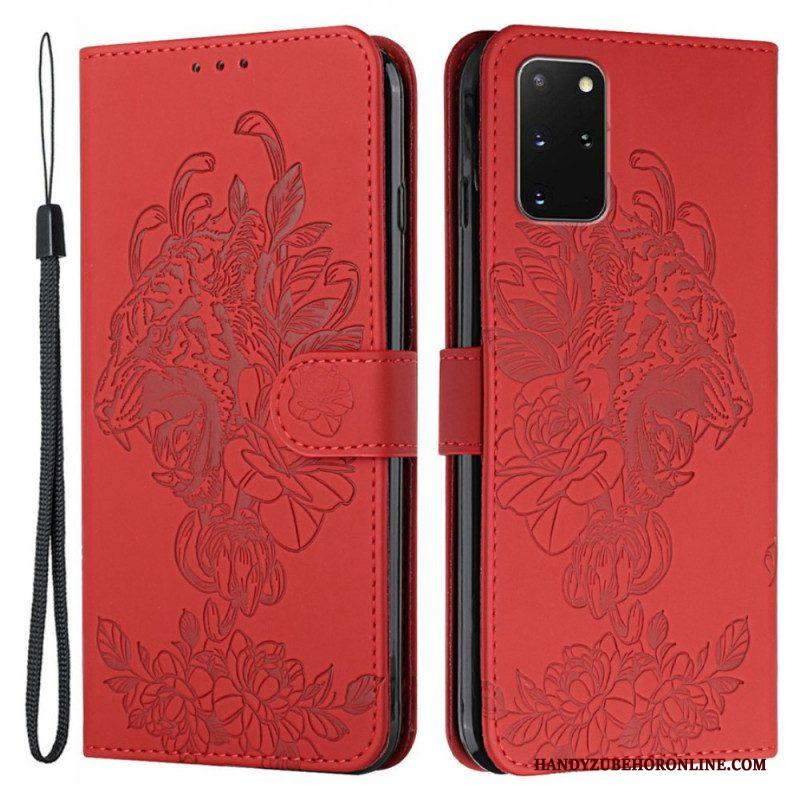 Folio-hoesje voor Samsung Galaxy S20 Plus / S20 Plus 5G Met Ketting Barokke Strappy Tijger