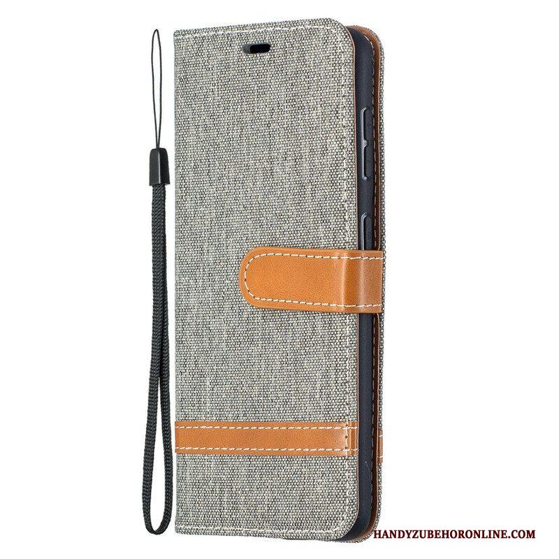 Folio-hoesje voor Samsung Galaxy S21 5G Met Ketting Band Van Stof En Leereffect