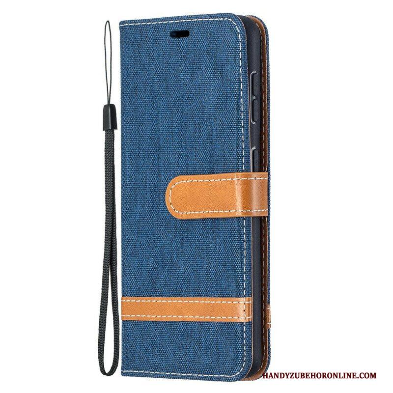 Folio-hoesje voor Samsung Galaxy S21 5G Met Ketting Band Van Stof En Leereffect