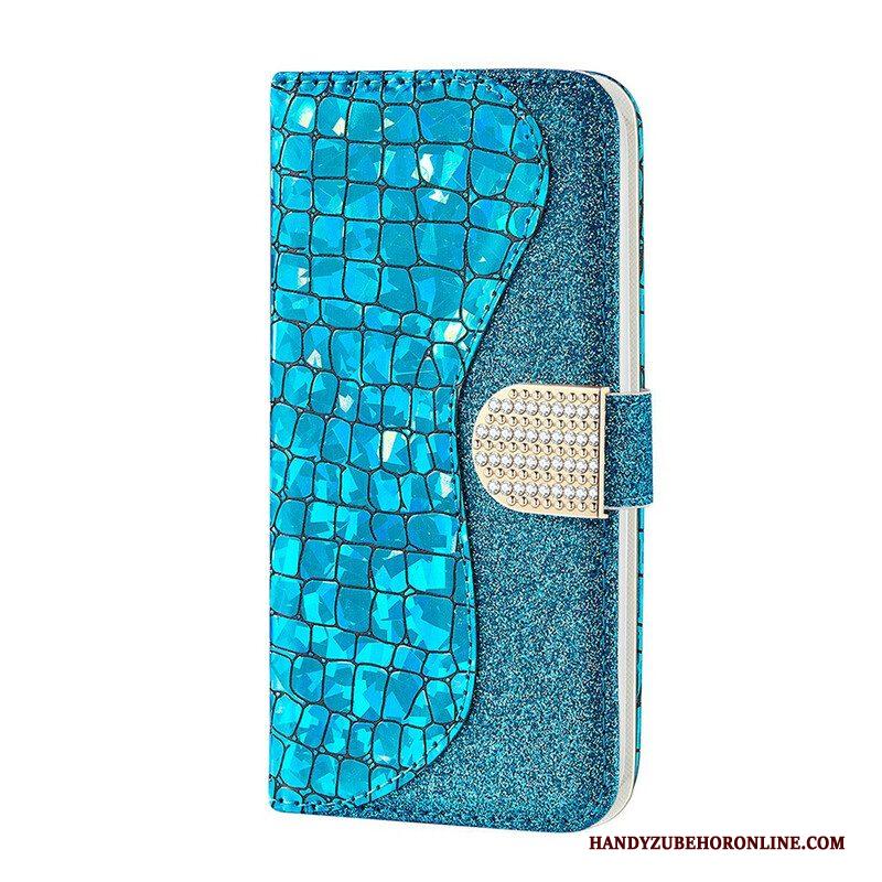 Folio-hoesje voor Samsung Galaxy S21 FE Krokodil Diamanten