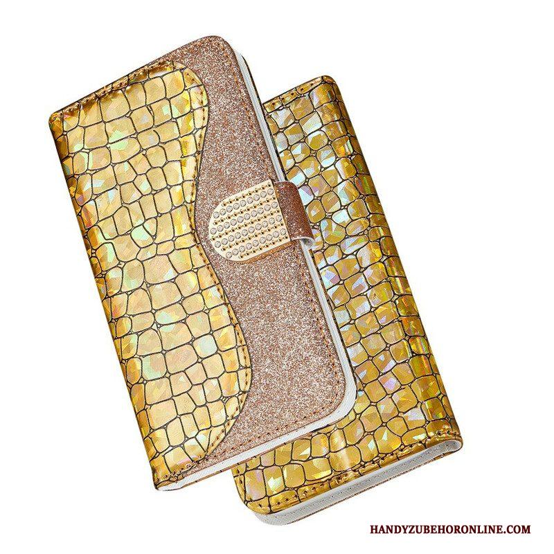 Folio-hoesje voor Samsung Galaxy S21 Plus 5G Krokodil Diamanten