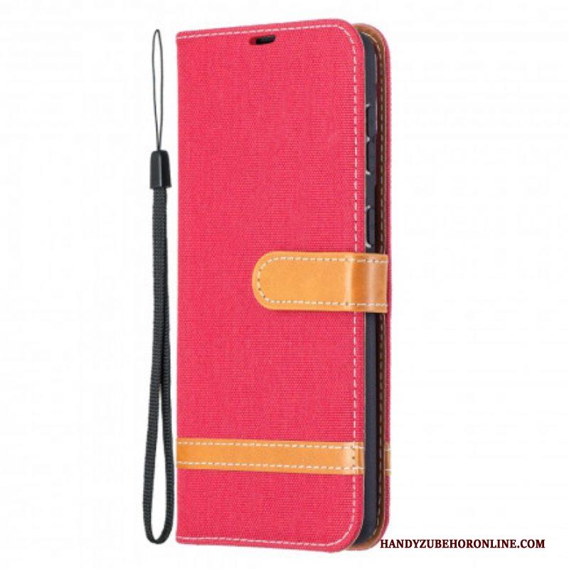 Folio-hoesje voor Samsung Galaxy S21 Plus 5G Met Ketting Band Van Stof En Leereffect