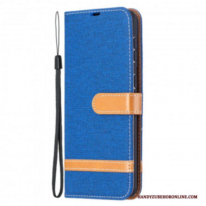 Folio-hoesje voor Samsung Galaxy S21 Plus 5G Met Ketting Band Van Stof En Leereffect