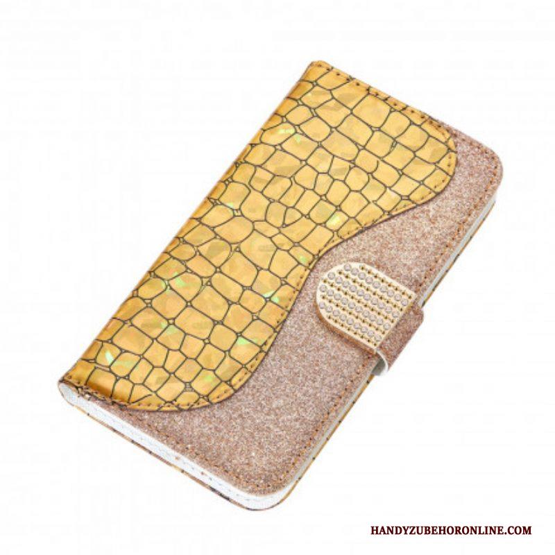 Folio-hoesje voor Samsung Galaxy S21 Ultra 5G Krokodil Diamanten