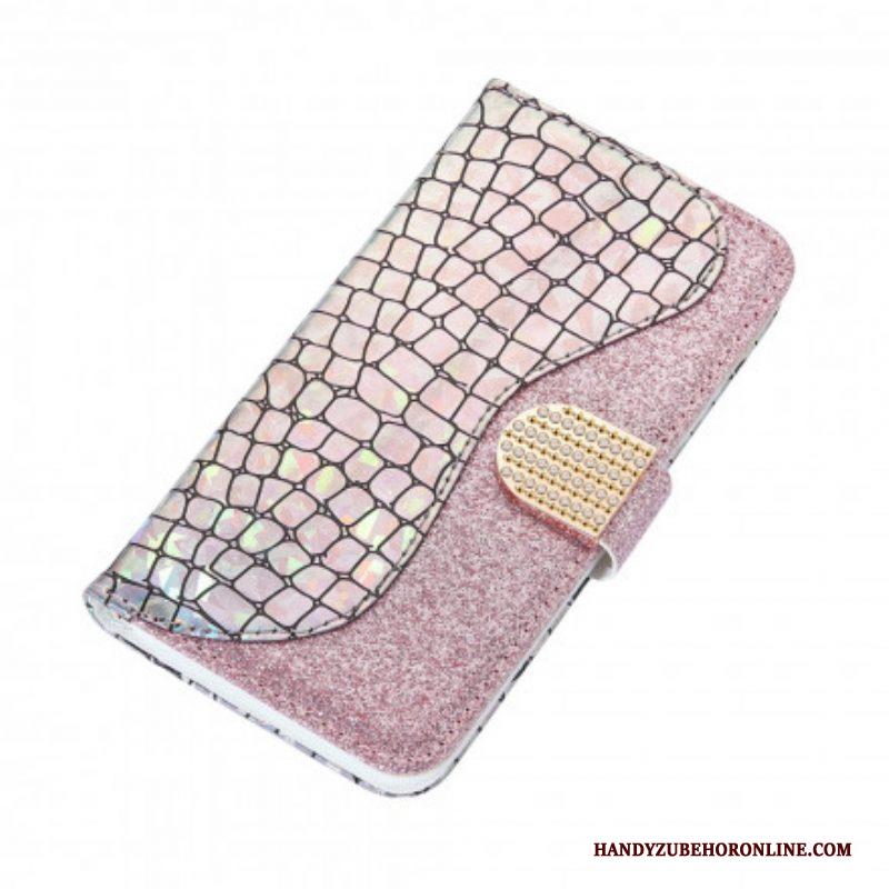 Folio-hoesje voor Samsung Galaxy S21 Ultra 5G Krokodil Diamanten