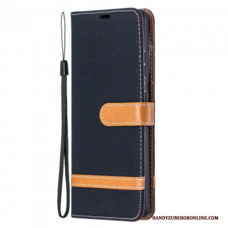 Folio-hoesje voor Samsung Galaxy S21 Ultra 5G Met Ketting Band Van Stof En Leereffect