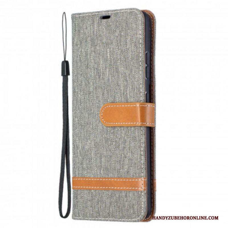 Folio-hoesje voor Samsung Galaxy S21 Ultra 5G Met Ketting Band Van Stof En Leereffect