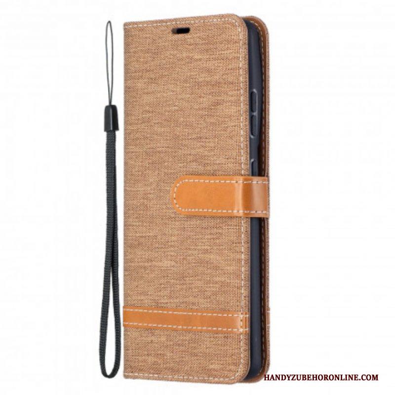 Folio-hoesje voor Samsung Galaxy S21 Ultra 5G Met Ketting Band Van Stof En Leereffect