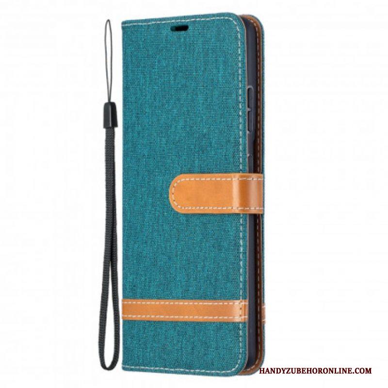 Folio-hoesje voor Samsung Galaxy S21 Ultra 5G Met Ketting Band Van Stof En Leereffect