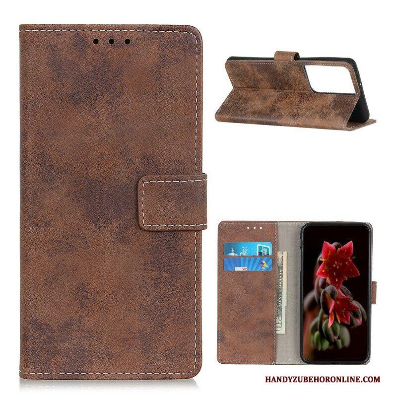 Folio-hoesje voor Samsung Galaxy S21 Ultra 5G Vintage Kunstleer