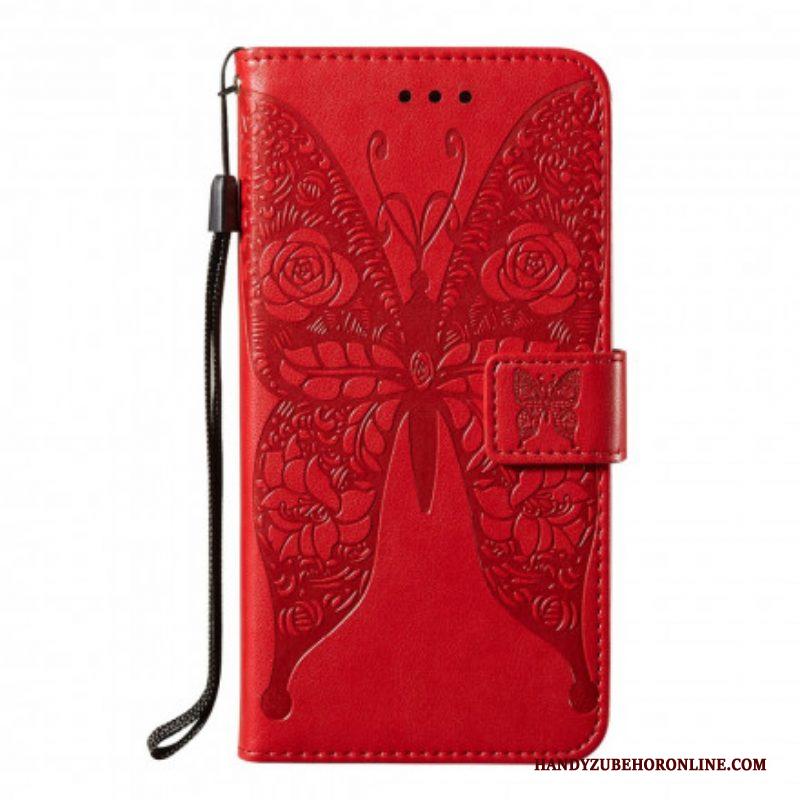 Folio-hoesje voor Samsung Galaxy S21 Ultra 5G Vlinders Bloemenpatroon