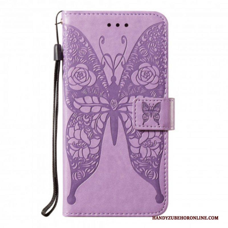 Folio-hoesje voor Samsung Galaxy S21 Ultra 5G Vlinders Bloemenpatroon