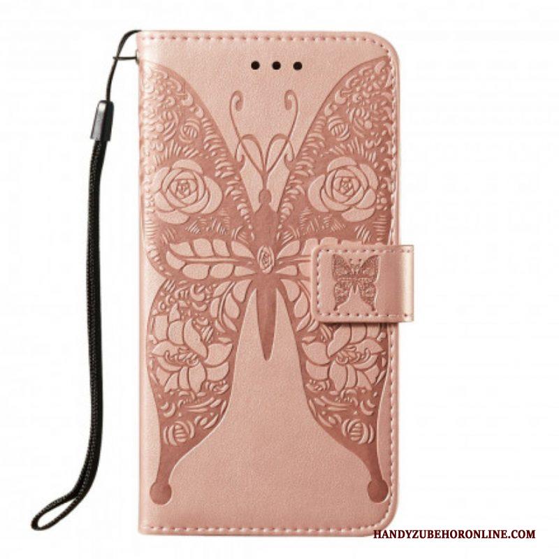 Folio-hoesje voor Samsung Galaxy S21 Ultra 5G Vlinders Bloemenpatroon