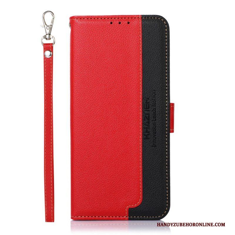 Folio-hoesje voor Samsung Galaxy S22 5G Lychee-stijl Rfid Khazneh