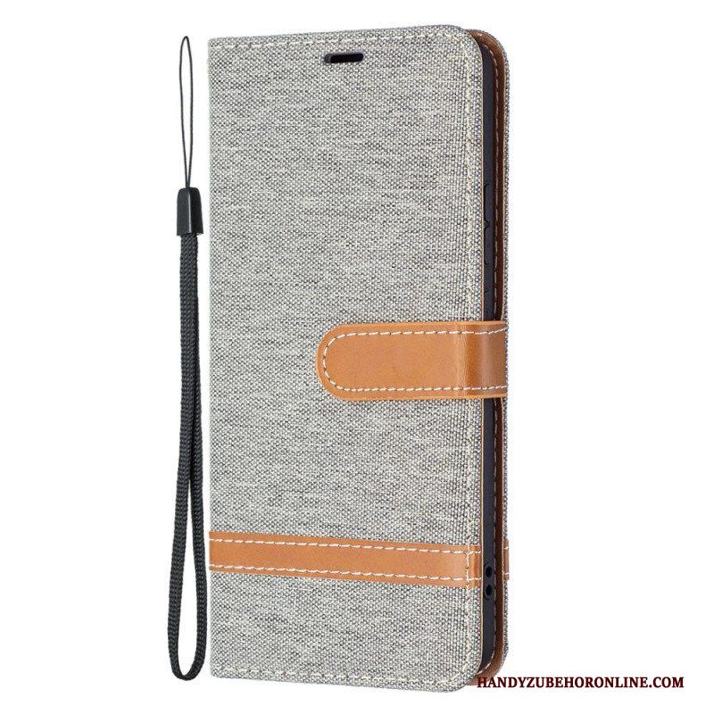 Folio-hoesje voor Samsung Galaxy S22 Plus 5G Met Ketting Band Van Stof En Leereffect