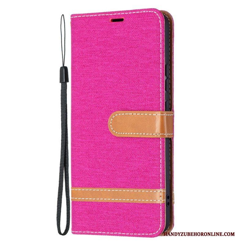 Folio-hoesje voor Samsung Galaxy S22 Plus 5G Met Ketting Band Van Stof En Leereffect