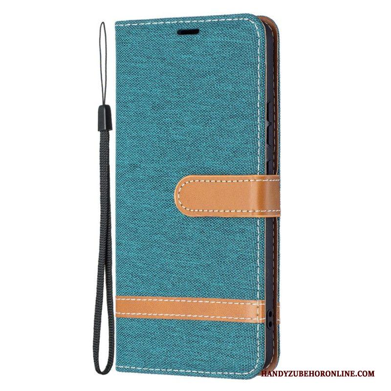 Folio-hoesje voor Samsung Galaxy S22 Plus 5G Met Ketting Band Van Stof En Leereffect