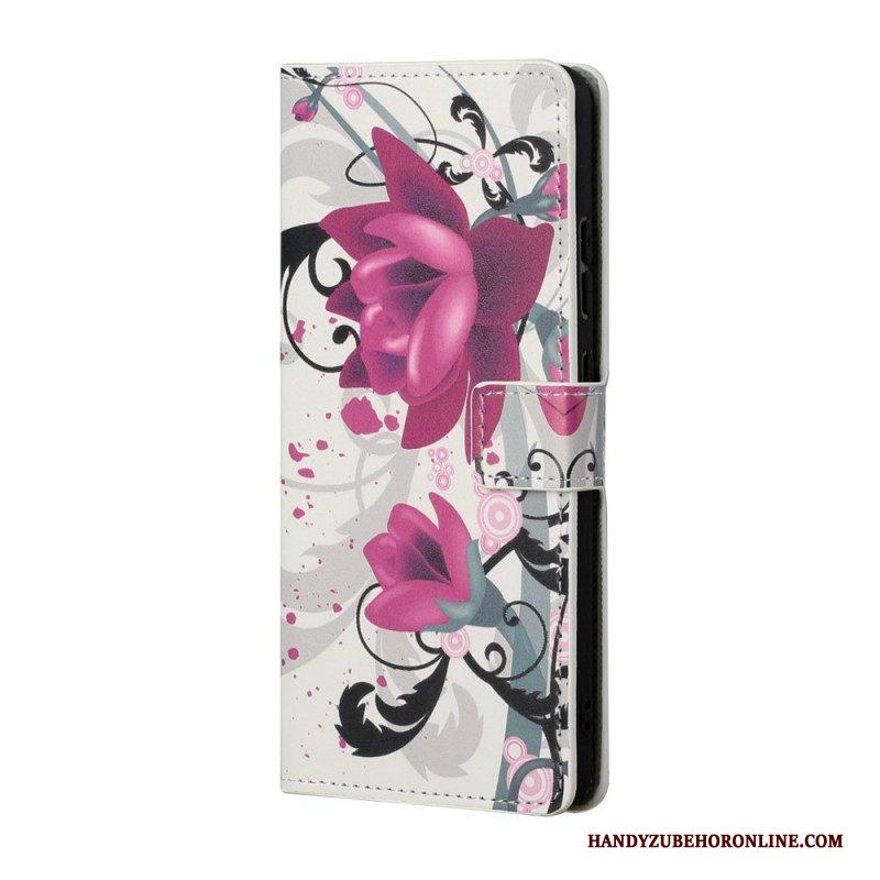 Folio-hoesje voor Samsung Galaxy S22 Plus 5G Tropische Bloemen