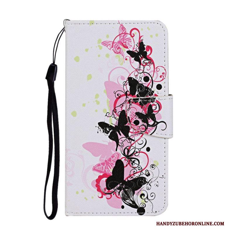 Folio-hoesje voor Samsung Galaxy S22 Plus 5G Vlinders En Lanyard