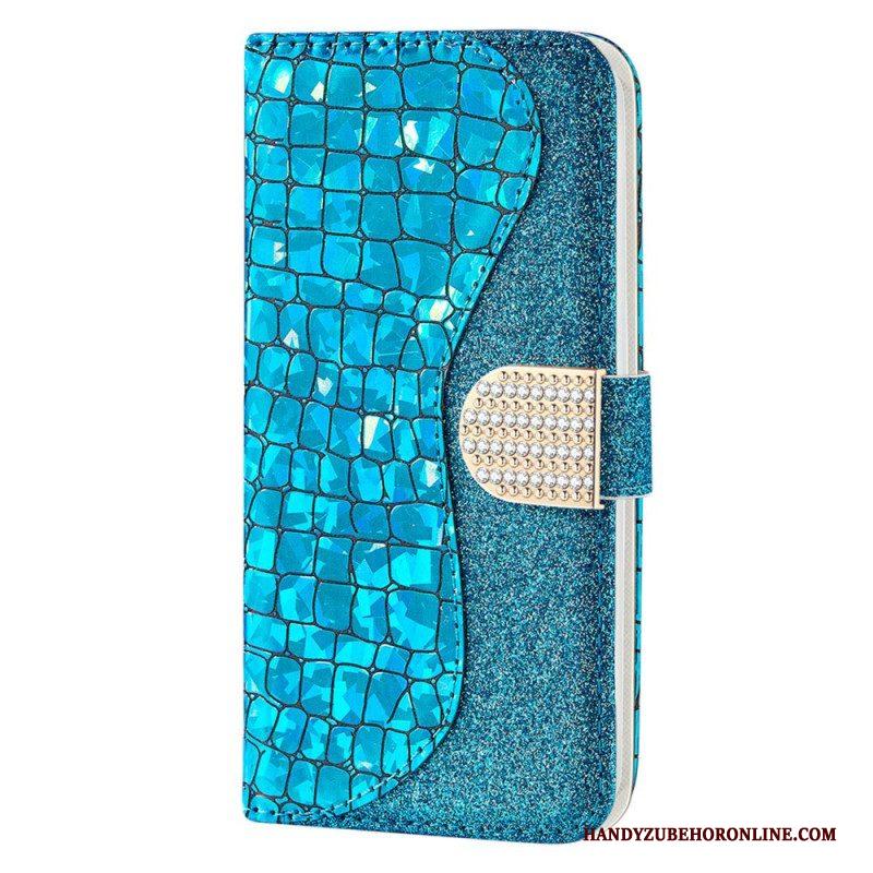 Folio-hoesje voor Samsung Galaxy S23 5G Krokodil Diamanten