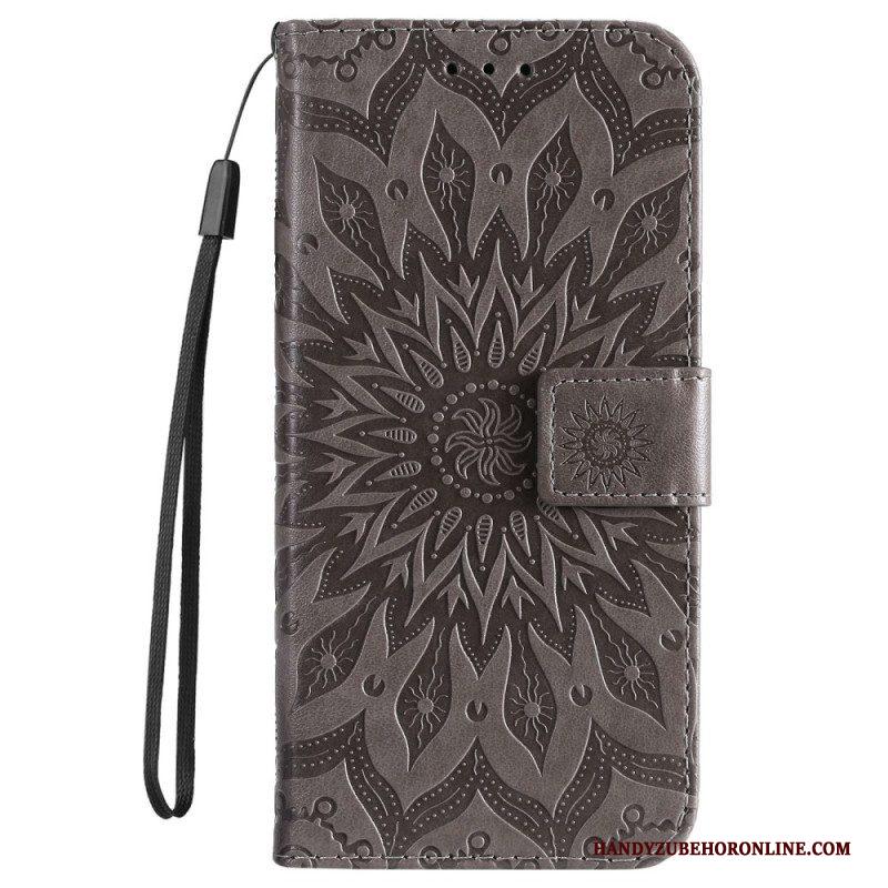 Folio-hoesje voor Samsung Galaxy S23 5G Mandala Zon Met Lanyard