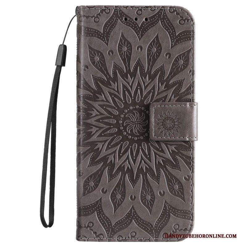 Folio-hoesje voor Samsung Galaxy S23 5G Mandala Zon Met Lanyard