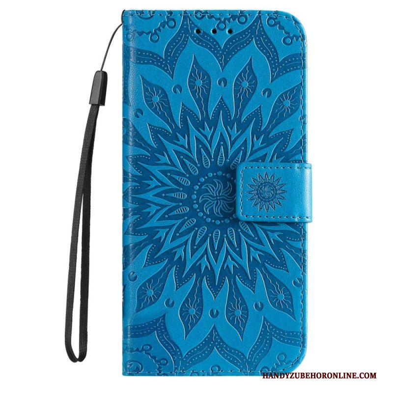 Folio-hoesje voor Samsung Galaxy S23 5G Mandala Zon Met Lanyard