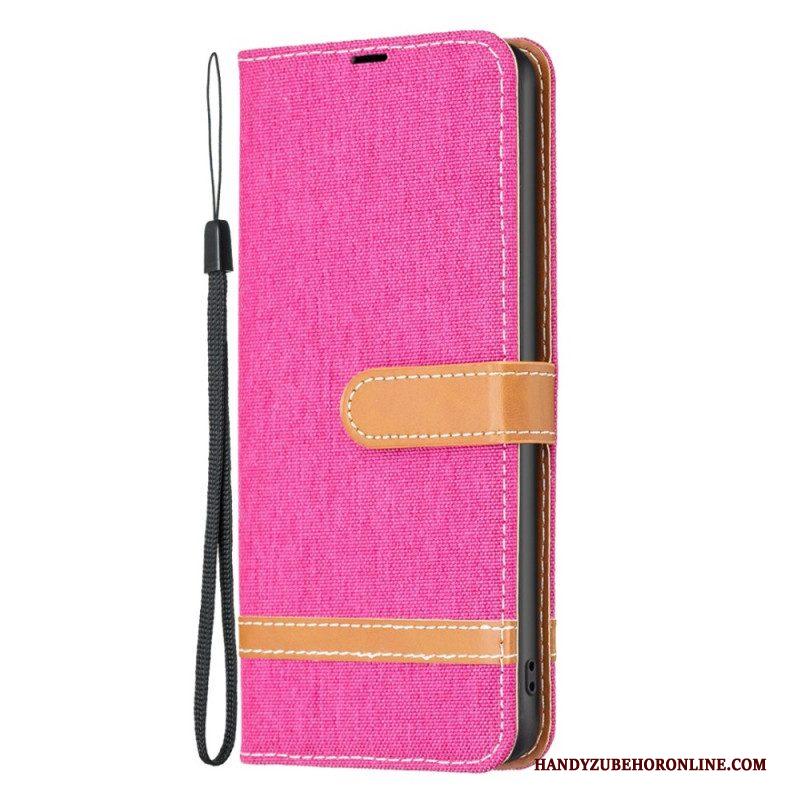 Folio-hoesje voor Samsung Galaxy S23 5G Met Ketting Band Van Stof En Leereffect