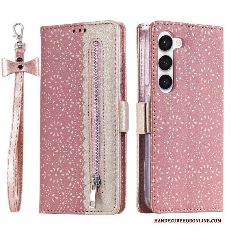 Folio-hoesje voor Samsung Galaxy S23 5G Met Ketting Portemonnee Met Kanten Riem