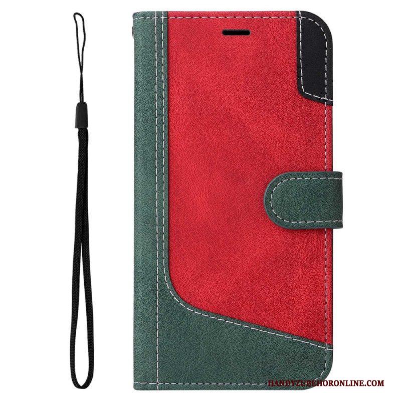 Folio-hoesje voor Samsung Galaxy S23 5G Tweekleurig Met Riem