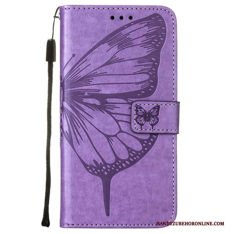 Folio-hoesje voor Samsung Galaxy S23 Plus 5G Met Ketting Barokke Strappy Vlinder