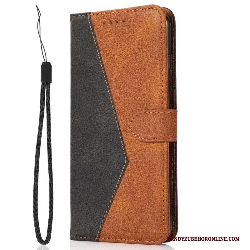 Folio-hoesje voor Samsung Galaxy S23 Plus 5G Met Ketting Tweekleurige Riem