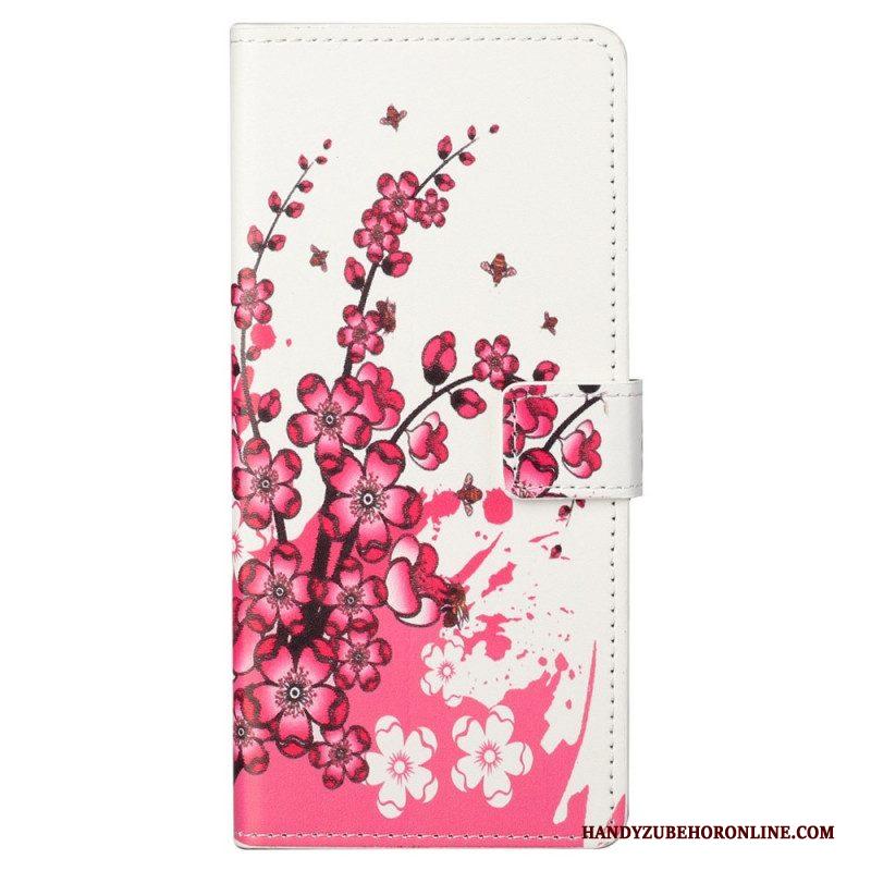 Folio-hoesje voor Samsung Galaxy S23 Plus 5G Tropische Bloemen