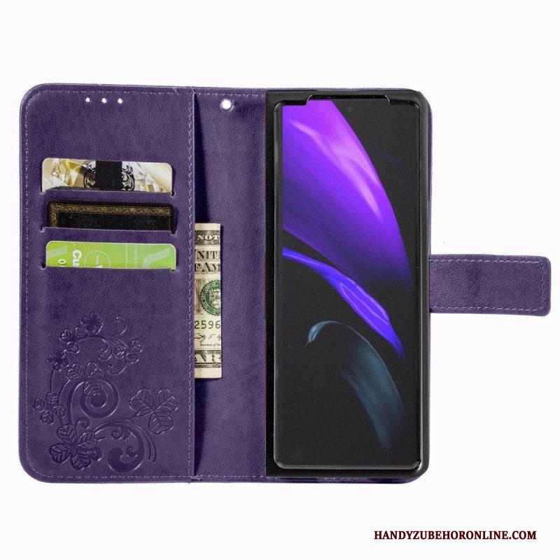 Folio-hoesje voor Samsung Galaxy Z Fold 4 Klaverblaadjes Patroon Met Riem