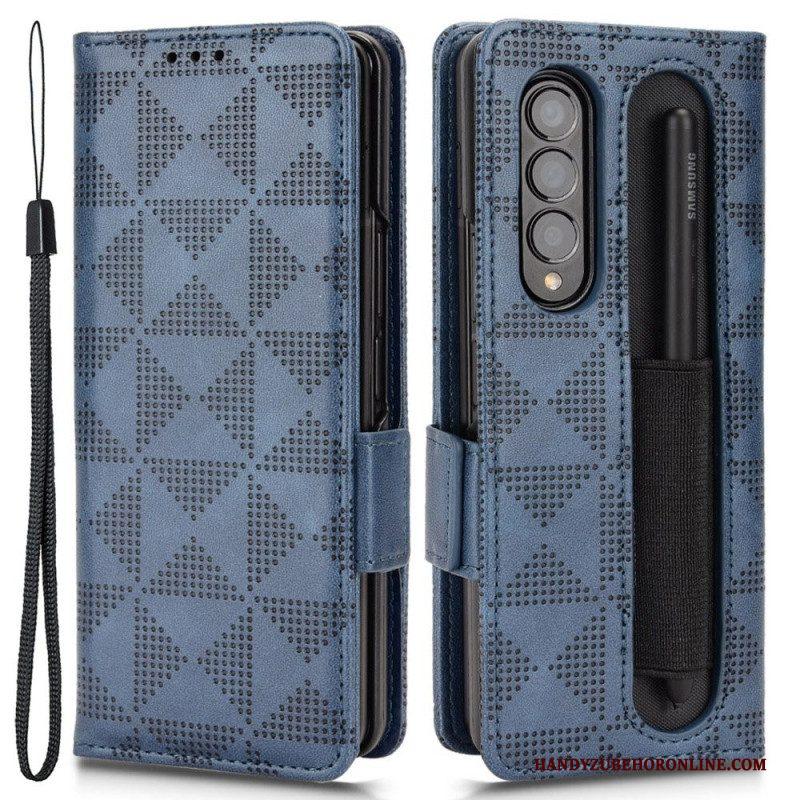 Folio-hoesje voor Samsung Galaxy Z Fold 4 Patroon Geperforeerde Driehoeken Lanyard