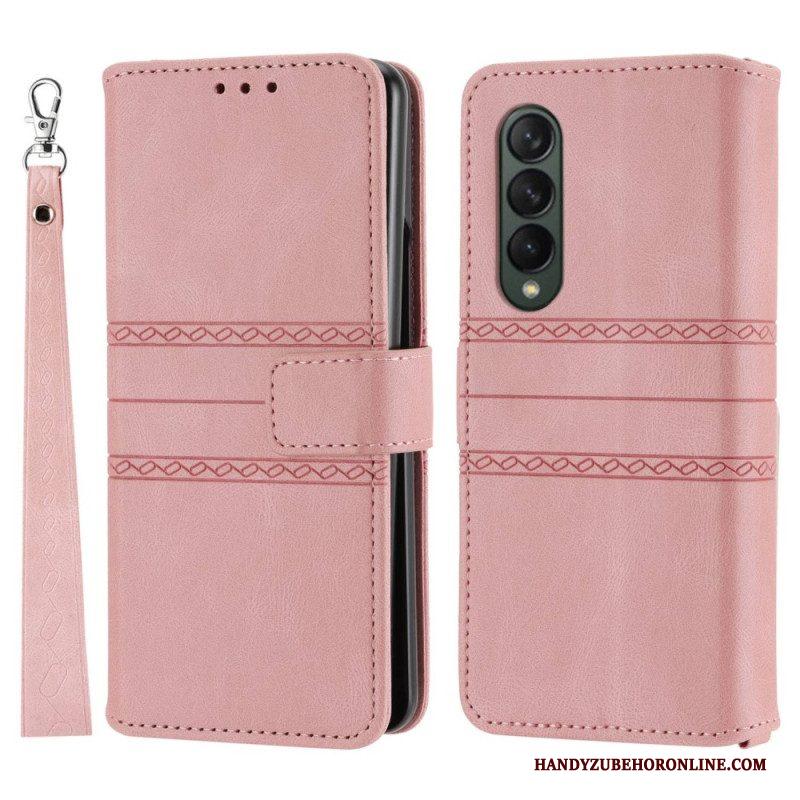 Folio-hoesje voor Samsung Galaxy Z Fold 4 Riempatroon Van Imitatieleer